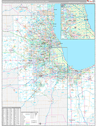Chicago-Naperville-Elgin Metro Area Wall Map Premium Style 2026